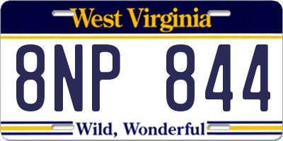 WV license plate 8NP844