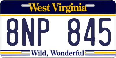 WV license plate 8NP845