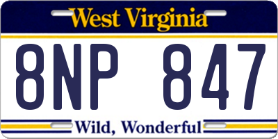 WV license plate 8NP847