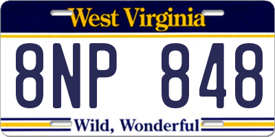 WV license plate 8NP848