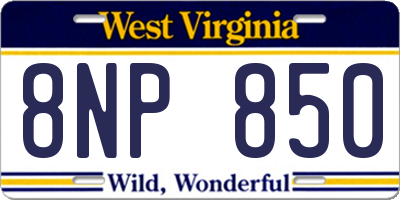 WV license plate 8NP850