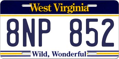 WV license plate 8NP852
