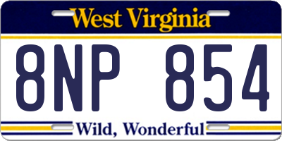 WV license plate 8NP854