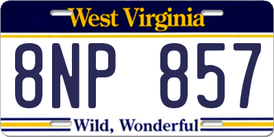 WV license plate 8NP857