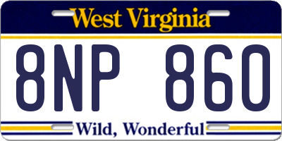WV license plate 8NP860