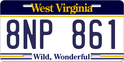 WV license plate 8NP861