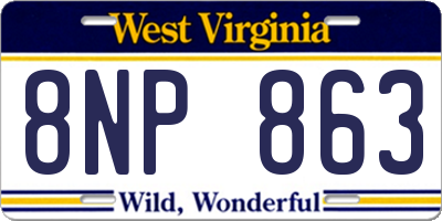 WV license plate 8NP863