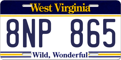 WV license plate 8NP865
