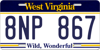 WV license plate 8NP867