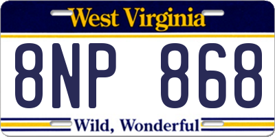 WV license plate 8NP868