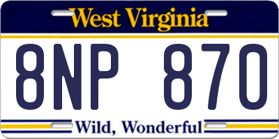 WV license plate 8NP870