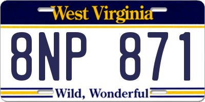 WV license plate 8NP871