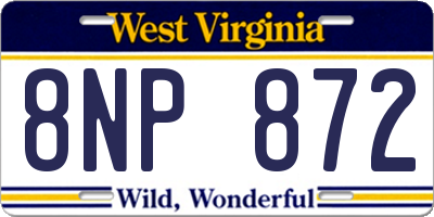 WV license plate 8NP872