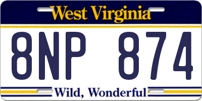 WV license plate 8NP874