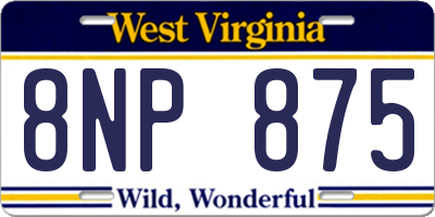 WV license plate 8NP875