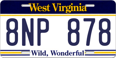 WV license plate 8NP878