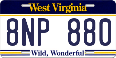 WV license plate 8NP880