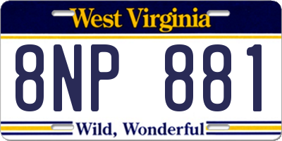 WV license plate 8NP881