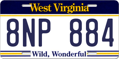 WV license plate 8NP884