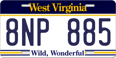 WV license plate 8NP885