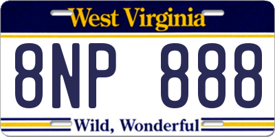 WV license plate 8NP888
