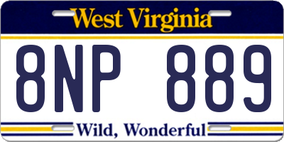 WV license plate 8NP889