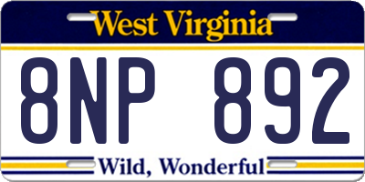 WV license plate 8NP892