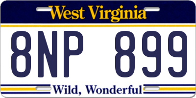 WV license plate 8NP899