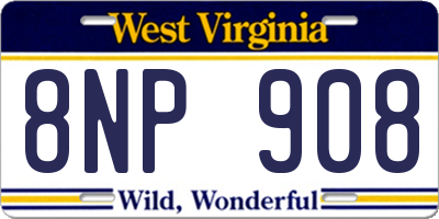 WV license plate 8NP908