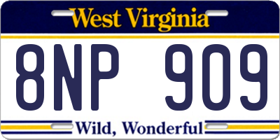 WV license plate 8NP909
