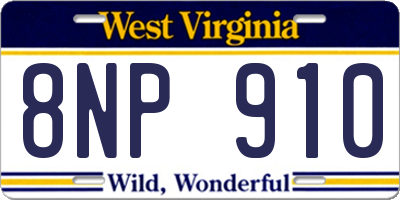WV license plate 8NP910