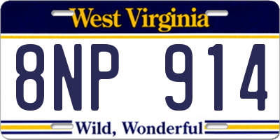 WV license plate 8NP914