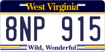 WV license plate 8NP915