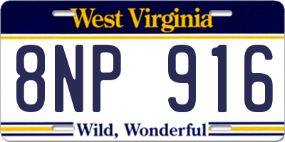 WV license plate 8NP916