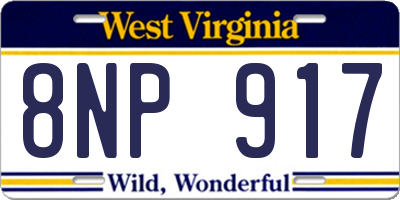 WV license plate 8NP917