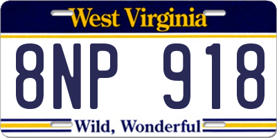 WV license plate 8NP918