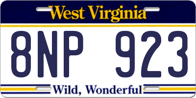 WV license plate 8NP923