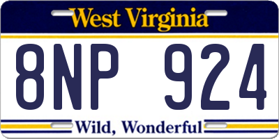 WV license plate 8NP924