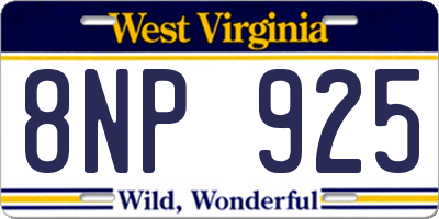 WV license plate 8NP925