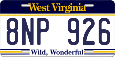 WV license plate 8NP926