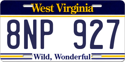 WV license plate 8NP927