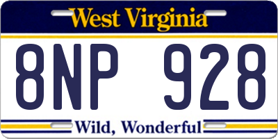 WV license plate 8NP928