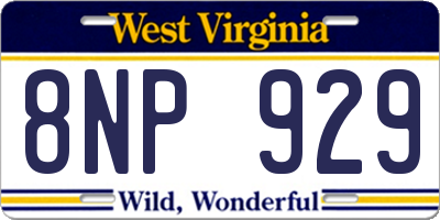 WV license plate 8NP929