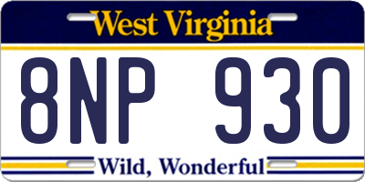 WV license plate 8NP930