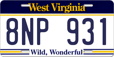 WV license plate 8NP931