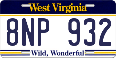WV license plate 8NP932