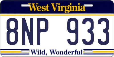 WV license plate 8NP933