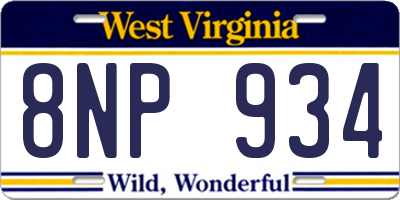 WV license plate 8NP934