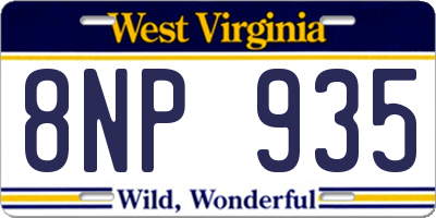 WV license plate 8NP935