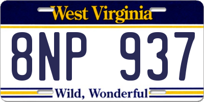 WV license plate 8NP937